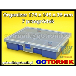 Organizer 7 przegródek wymiary: 178 x 145 x 36 mm