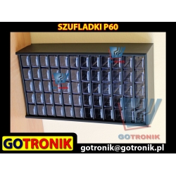 P60 Szafka metalowa zawierająca 60 transparentnych szufladek