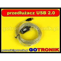 Aktywny przedłużacz portu - repeater - USB 2.0 / długość 5m