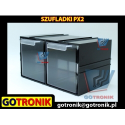 PX2 Szafka z tworzywa sztucznego zawierająca 2 transparentne szufladki