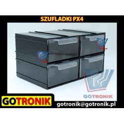 PX4 Szafka z tworzywa sztucznego zawierająca 4 transparentne szufladki