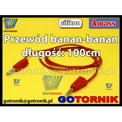 Przewód pomiarowy banan - banan 15A długość: 100cm SILIKONOWY czerwony