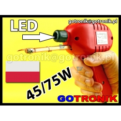 Lutownica transformatorowa 45W/75W LED produkcji TEX z przełącznikiem mocy