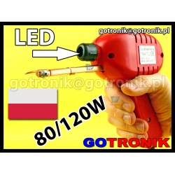 Lutownica transformatorowa 80W/120W LED produkcji TEX z przełącznikiem mocy