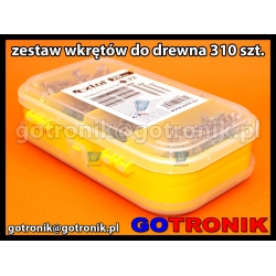 Zestaw wkrętów do drewna 9 rodzajów 310 sztuk