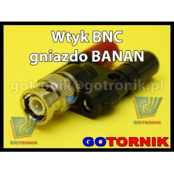 Adapter - przejściówka wtyk BNC na 2x gniazdo banan 4mm