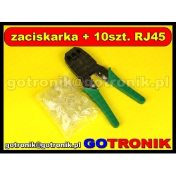 Zaciskarka 8P8C/RJ45, 6P6C/RJ12, 6P4C/RJ11 z nożem + 10 sztuk końcówek RJ45