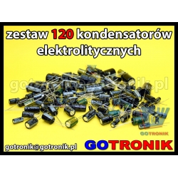 Zestaw kondensatorów elektrolitycznych 120 sztuk w organizerze