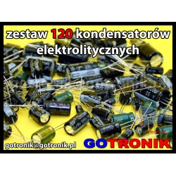 Zestaw kondensatorów elektrolitycznych 120 sztuk w organizerze