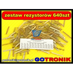 Zestaw rezystorów przewlekanych 0,25W x 640 szt. szereg E12