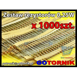 Zestaw rezystorów przewlekanych 0,25W 1000szt. - różne wartości