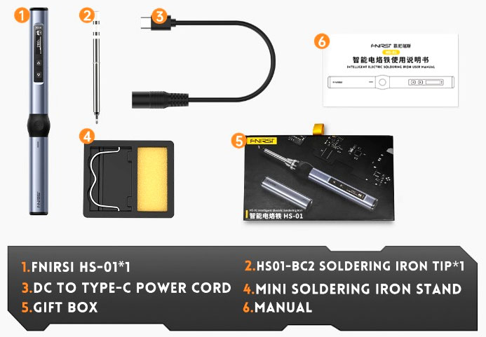 Fnirsi HS01 precyzyjna lutownica cyfrowa 65W USB-C PD