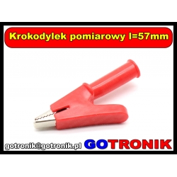 Krokodylek pomiarowy izolowany l=57mm czerwony