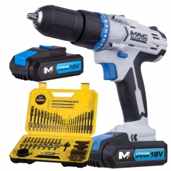 Zestaw promocyjny Wkrętarka akumulatorowa MacAllister 18V z udarem + akumulator 1,5Ah +Zestaw wierteł DeWalt mix 100 szt