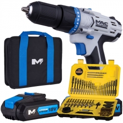 Zestaw promocyjny Wkrętarka akumulatorowa MacAllister 18V + 2 akumulatory 1,5Ah + Zestaw wierteł DeWalt mix 100 sztuk
