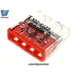 Szybkozłączka 4x 0,5-2,5mm2 transparentna czerwona x1szt. WAGO 2273-204