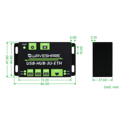 Wielofunkcyjny przemysłowy koncentrator HUB USB 3 portowy + 100M Ethernet Waveshare