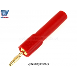 Adapter wtyk banan 2mm na wtyk banan 4mm czerwony