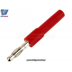 Adapter wtyk banan 4mm na wtyk banan 2mm czerwony