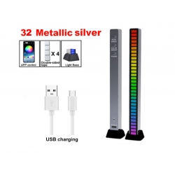 Wskaźnik wysterowania audio 32LED zasilany poprzez USB srebrny