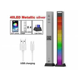 Wskaźnik wysterowania audio 40LED zasilany poprzez USB srebrny