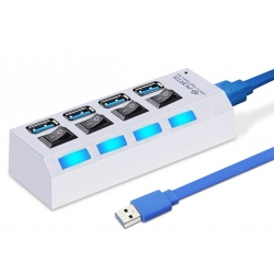 HUB rozdzielacz USB 3.0 port x4 aktywny biały