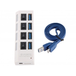 HUB rozdzielacz USB 3.0 port x4 aktywny biały