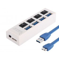 HUB rozdzielacz USB 3.0 port x4 aktywny biały