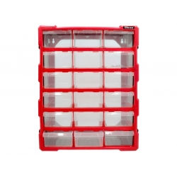 Organizer ścienny z 18 szufladkami czerwony ASR-6002-RED