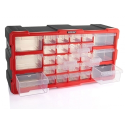 Organizer ścienny z 26 szufladkami czerwony ASR-6004-RED