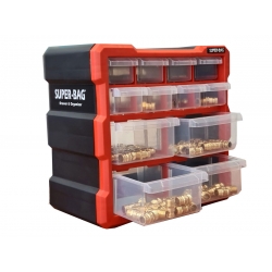 Organizer ścienny z 12 małymi szufladkami czerwony ASR-6007-RED