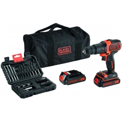 Wiertarko-wkrętarka akumulatorowa Black&Decker 18V + akcesoria z torbą BDCHD18BS32-QW A7216-XJ