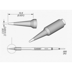 C245-957 grot do lutownic z kolbą T245 stożek gruby 0,8mm AIXUN