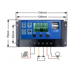 Solarny kontroler 10A ładowania 12-24V E6144