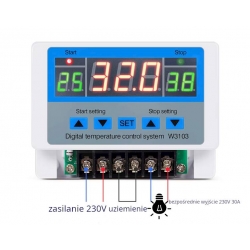 Termostat cyfrowy HX-W3103  regulator temperatury i wilgotności 230VAC