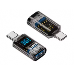 Miernik napięcia i prądu USB-C na USB-A 3.2 z transferem danych transparentny 10Gbps 60W
