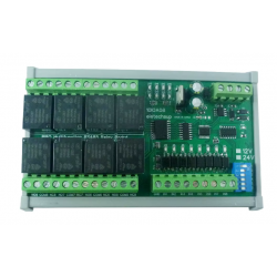 8-kanałowy moduł przekaźnikowy IO RS485 Modbus RTU 24V z obudową DIN
