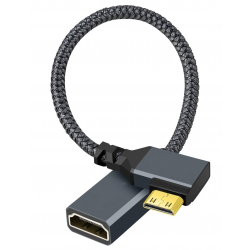 Adapter gniazdo HDMI na wtyk mini HDMI kątowy lewy 20cm