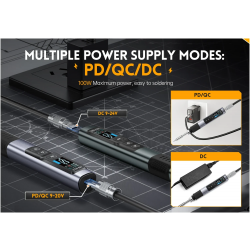HS-02B precyzyjna lutownica cyfrowa 100W USB QC PD FNIRSI + 3 groty + ładowarka 100W + USB-C HS02