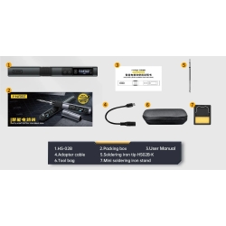 HS-02B precyzyjna lutownica cyfrowa 100W USB QC PD FNIRSI + 3 groty + ładowarka 100W + USB-C HS02