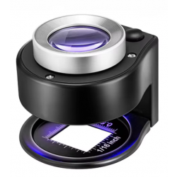 Profesjonalna lupa 60X LED UV USB metalowa z podziałką biała