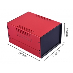 Metalowa obudowa do przyrządów 195 x 150 x 110 mm czerwona OBD-016