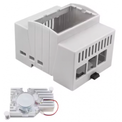 Obudowa na szynę DIN do Raspberry Pi 5 ABS + wentylator z radiatorem