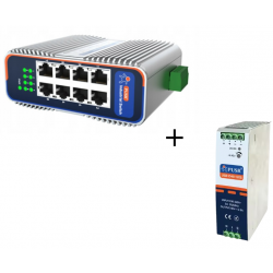 USR-ISG1008P 8-portowy przemysłowy switch PoE z zasilaczem 120 DIN PUSR