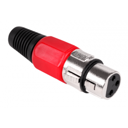 Wtyk mikrofonowy żeński XLR 3-pin czerwony