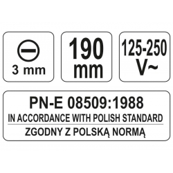 Próbnik napięcia 250V 3x190mm YT-28300