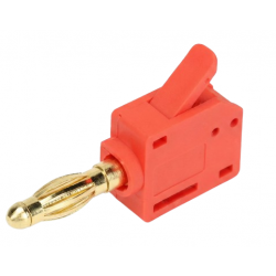 Wtyk bananowy z szybkozłączem 4mm 24A czerwony