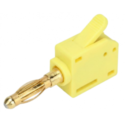 Wtyk bananowy z szybkozłączem 4mm 24A żółty