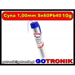 Cyna 1,00mm/10g Sn60Pb40 CYNEL fiolka LC60-10G 1mm