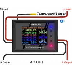 Panelowy miernik parametrów elektrycznych 50-300V AC 30A 9kW AT24 ATORCH